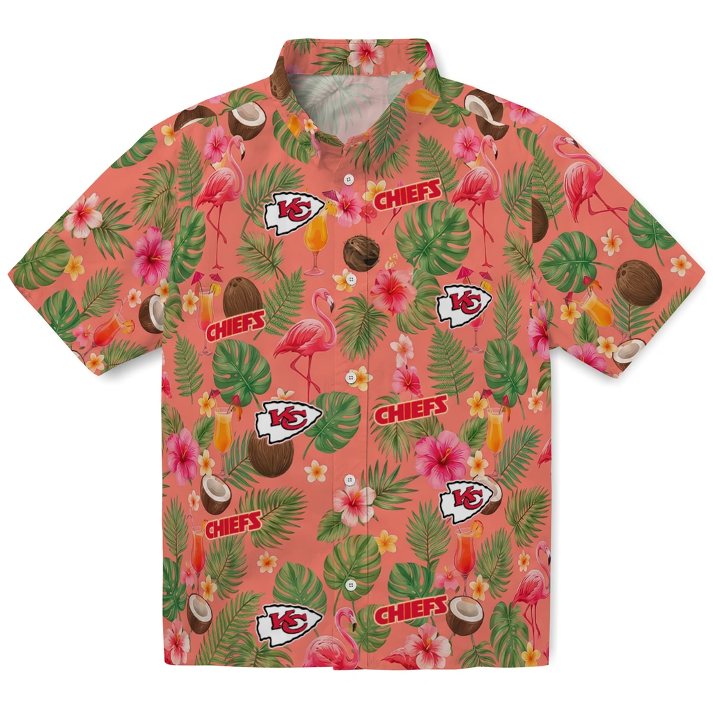 Kansas City Chiefs Hawaiian Shirt - Personalized Coral Pink