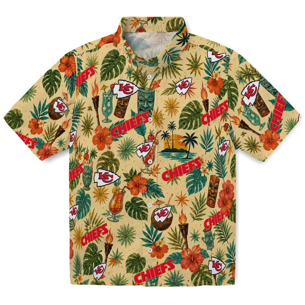 Kansas City Chiefs Hawaiian Shirt - Personalized Cream