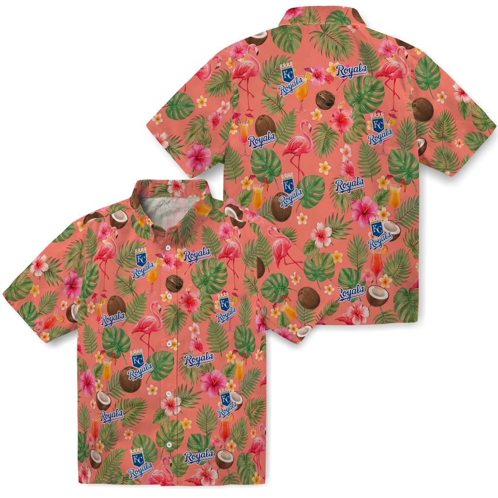 Kansas City Royals Hawaiian Shirt - Customized Coral Pink Kansas City Royals Hawaiian Shirt - Customized Coral Pink