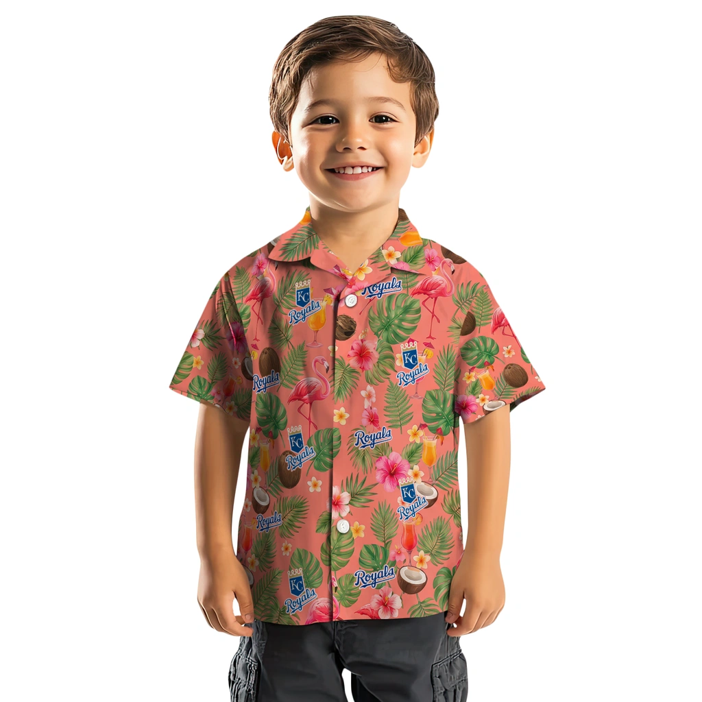 Kansas City Royals Hawaiian Shirt - Customized Coral Pink Kansas City Royals Hawaiian Shirt - Customized Coral Pink
