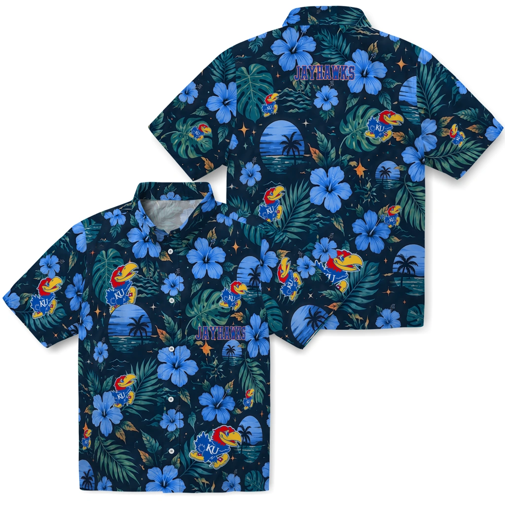 Kansas Jayhawks Hawaiian Shirt - Custom Blue Kansas Jayhawks Hawaiian Shirt - Custom Blue