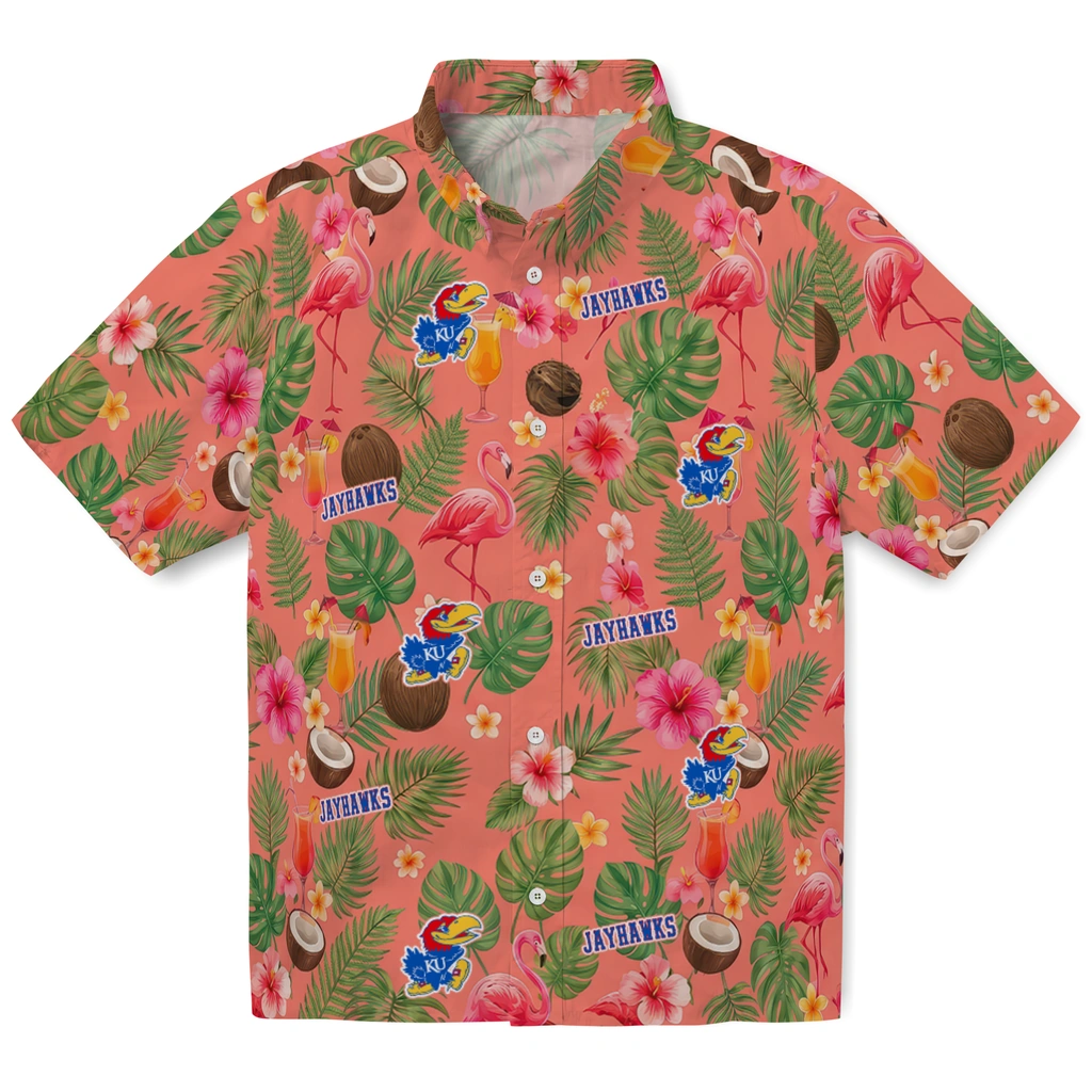 Kansas Jayhawks Hawaiian Shirt - Customized Coral Pink