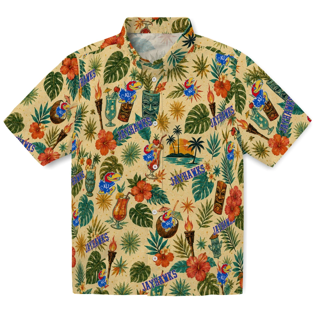 Kansas Jayhawks Hawaiian Shirt - Customized Cream