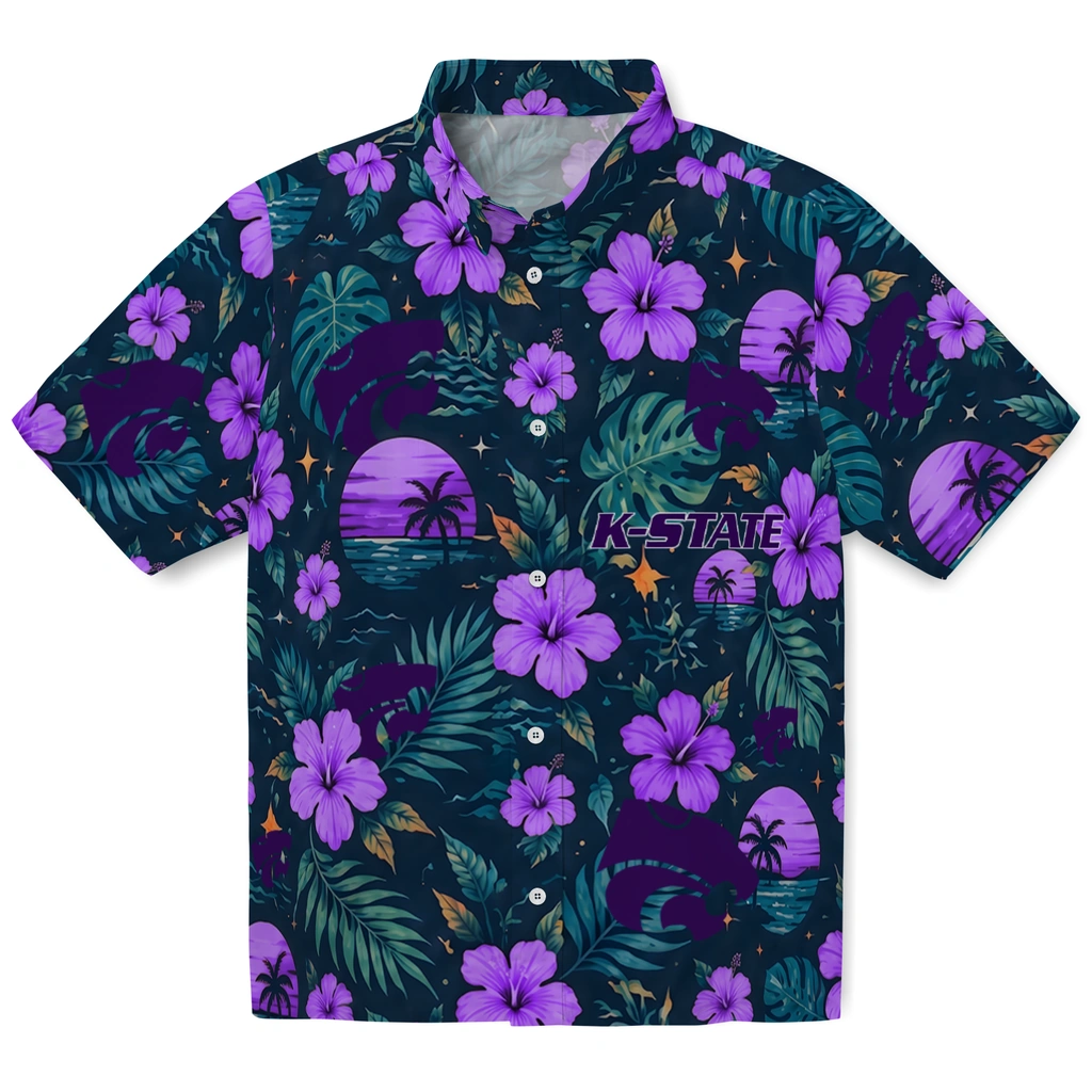 Kansas State Wildcats Hawaiian Shirt - Personalized Purple Blue