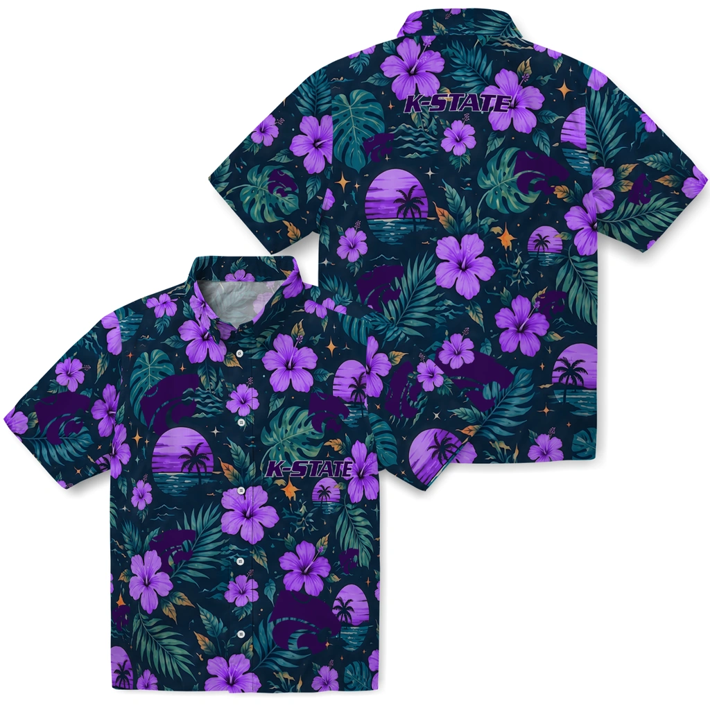 Kansas State Wildcats Hawaiian Shirt - Personalized Purple Blue Kansas State Wildcats Hawaiian Shirt - Personalized Purple Blue
