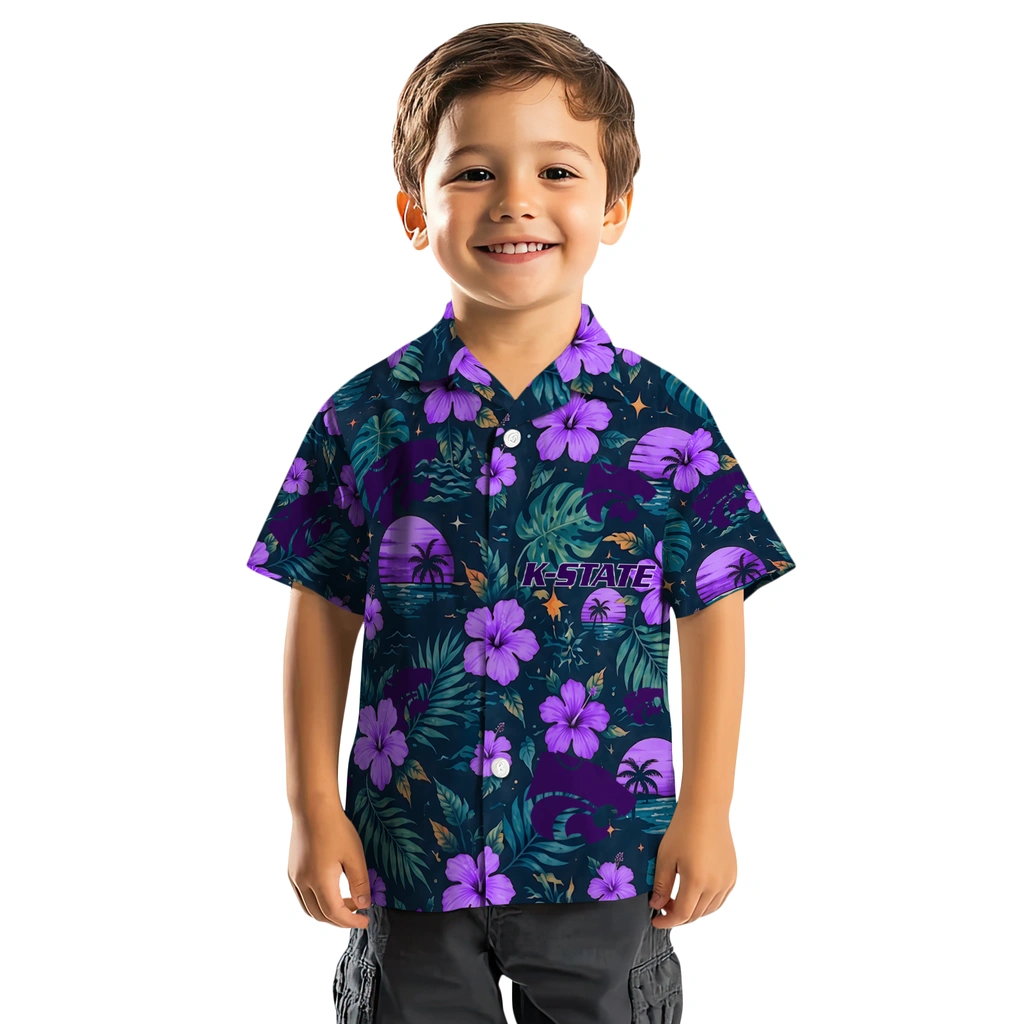 Kansas State Wildcats Hawaiian Shirt - Personalized Purple Blue Kansas State Wildcats Hawaiian Shirt - Personalized Purple Blue