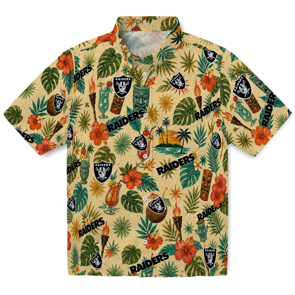 Las Vegas Raiders Hawaiian Shirt - Custom Cream