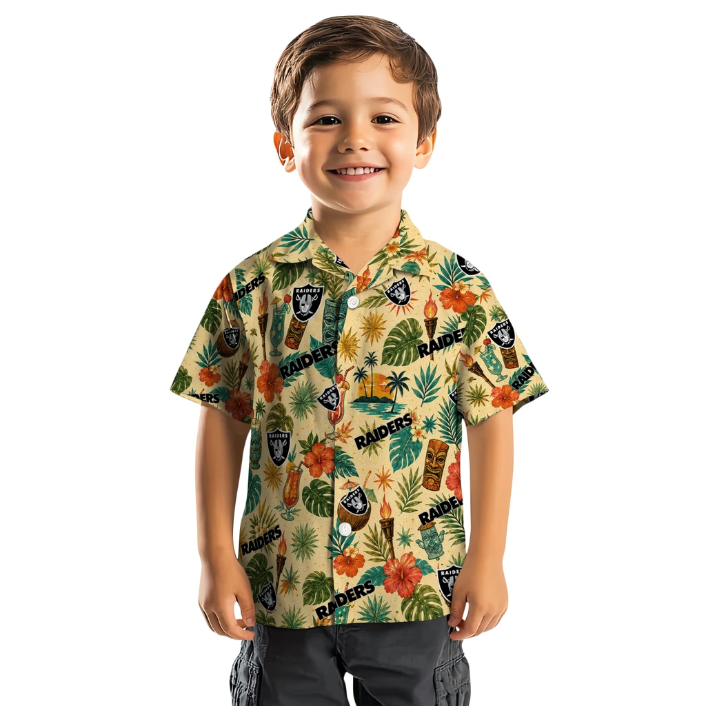 Las Vegas Raiders Hawaiian Shirt - Custom Cream Las Vegas Raiders Hawaiian Shirt - Custom Cream