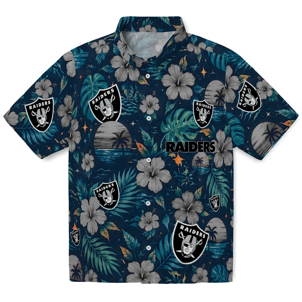 Las Vegas Raiders Hawaiian Shirt - Personalized Black Blue