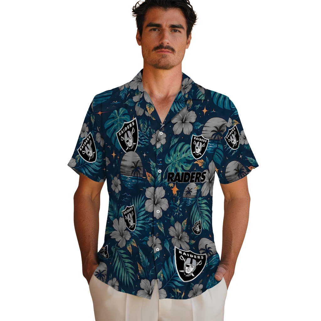 Las Vegas Raiders Hawaiian Shirt - Personalized Black Blue Las Vegas Raiders Hawaiian Shirt - Personalized Black Blue