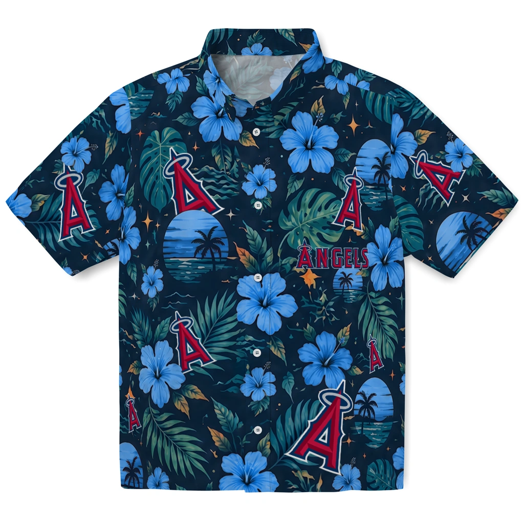 Los Angeles Angels Hawaiian Shirt - Customized Blue