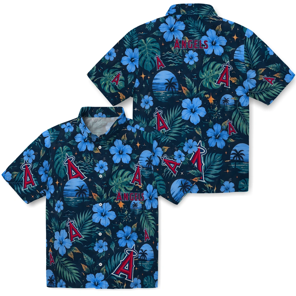 Los Angeles Angels Hawaiian Shirt - Customized Blue Los Angeles Angels Hawaiian Shirt - Customized Blue