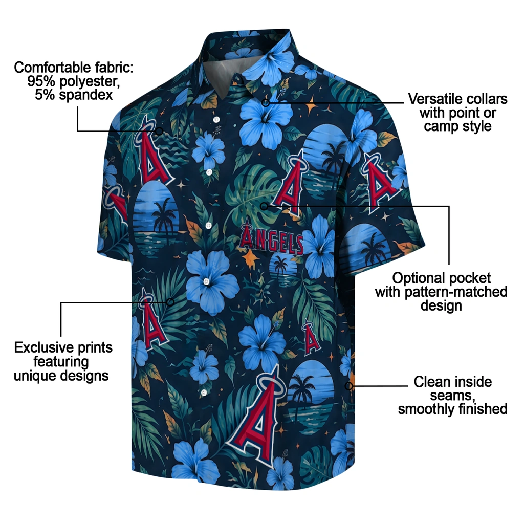 Los Angeles Angels Hawaiian Shirt - Customized Blue Los Angeles Angels Hawaiian Shirt - Customized Blue