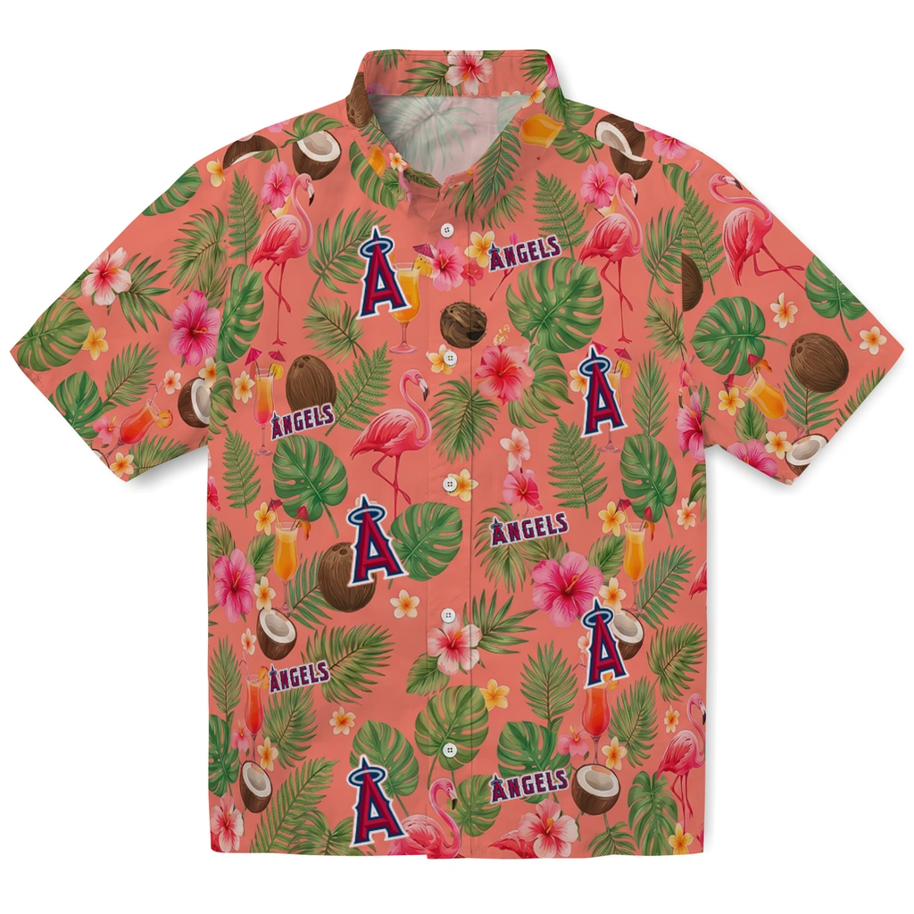 Los Angeles Angels Hawaiian Shirt - Personalized Coral Pink