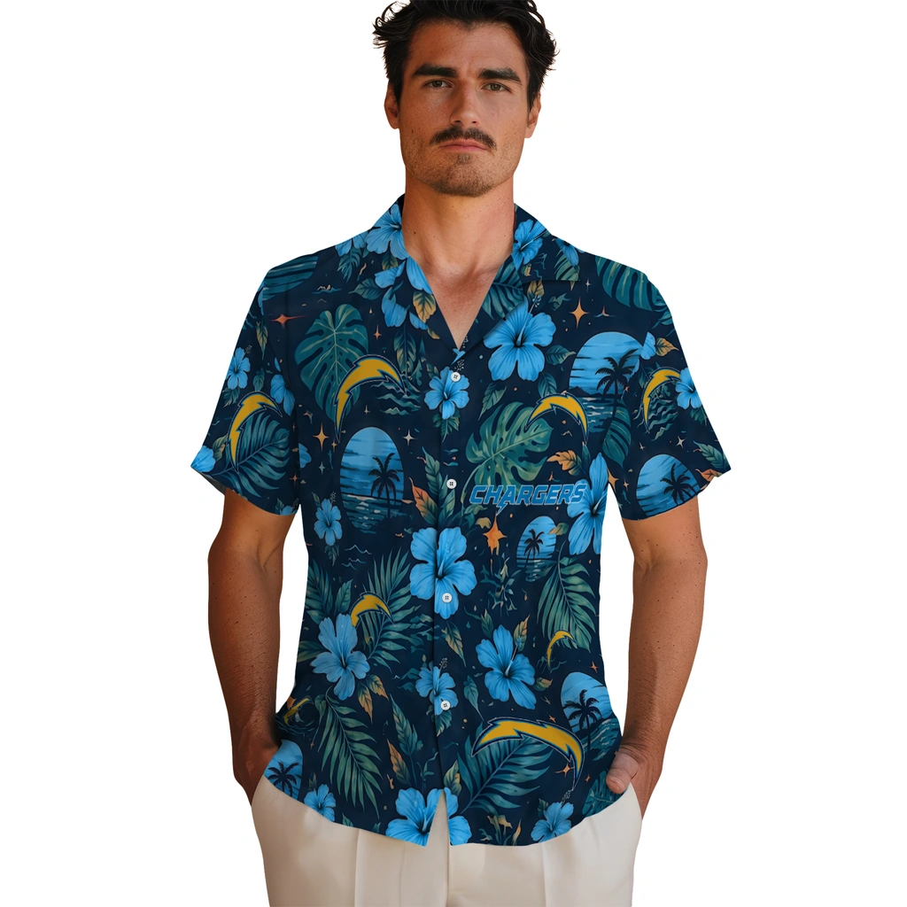 Los Angeles Chargers Hawaiian Shirt - Custom Blue Los Angeles Chargers Hawaiian Shirt - Custom Blue