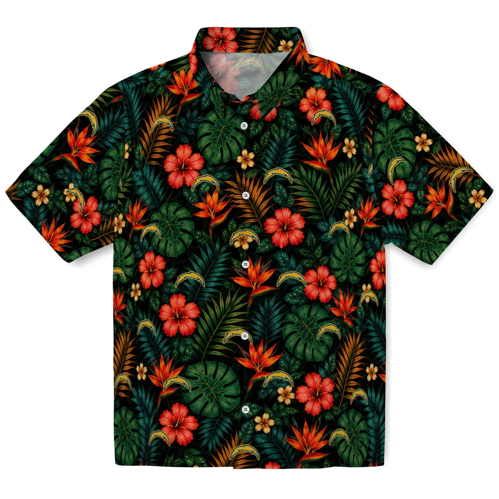Los Angeles Chargers Hawaiian Shirt - Custom Dark Green