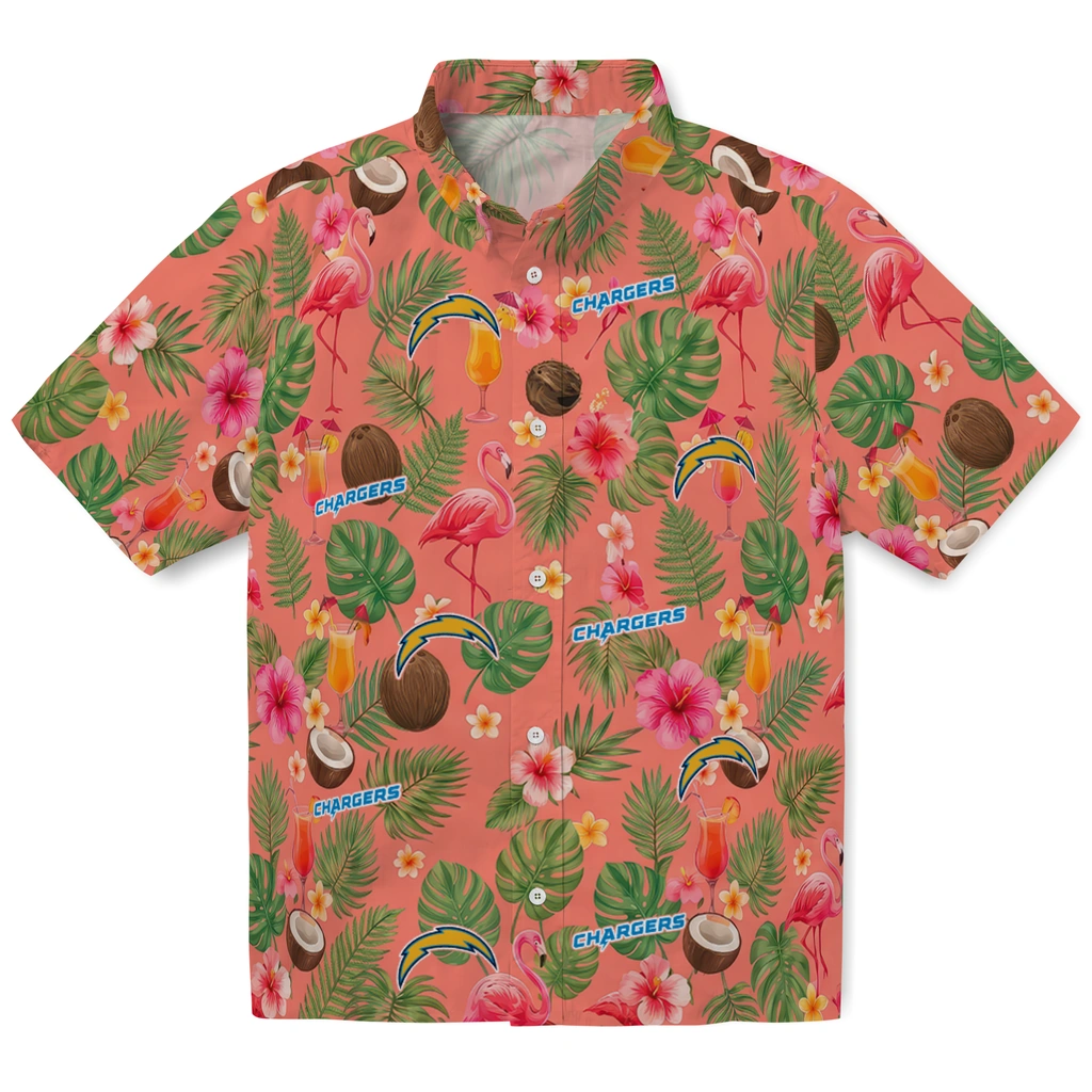 Los Angeles Chargers Hawaiian Shirt - Customized Coral Pink