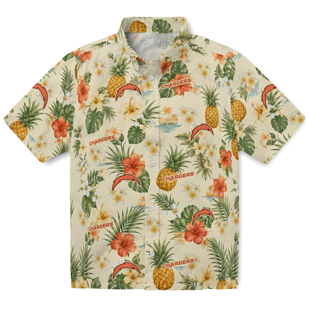 Los Angeles Chargers Hawaiian Shirt - Personalized Cream