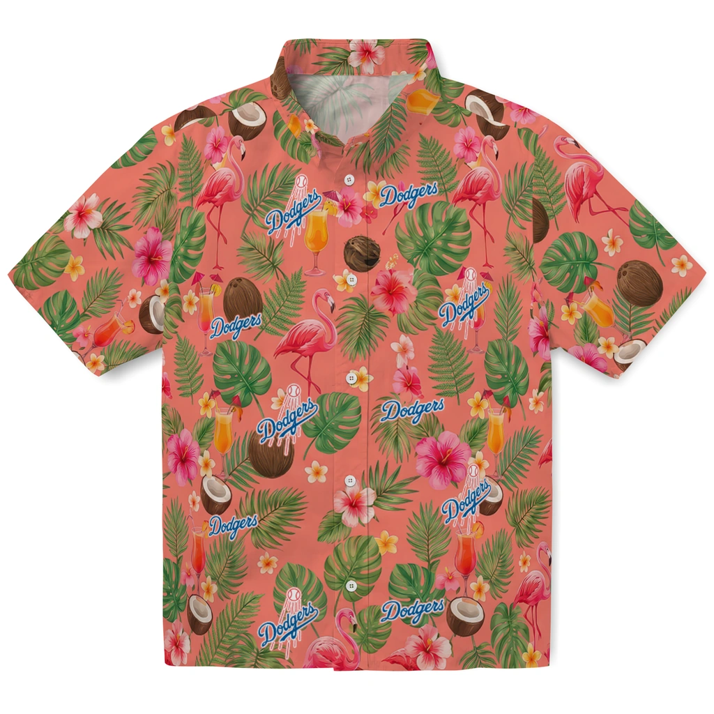Los Angeles Dodgers Hawaiian Shirt - Custom Coral Pink