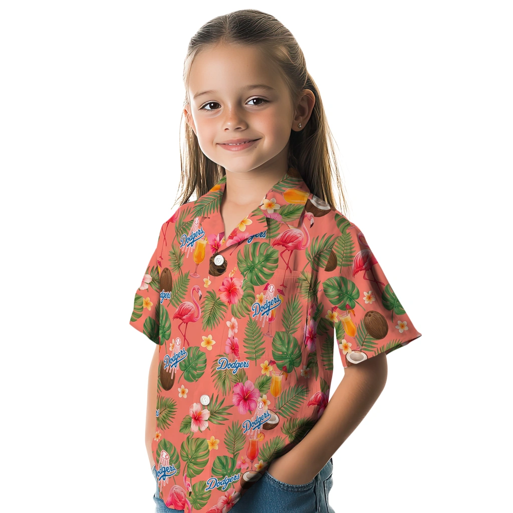 Los Angeles Dodgers Hawaiian Shirt - Custom Coral Pink Los Angeles Dodgers Hawaiian Shirt - Custom Coral Pink