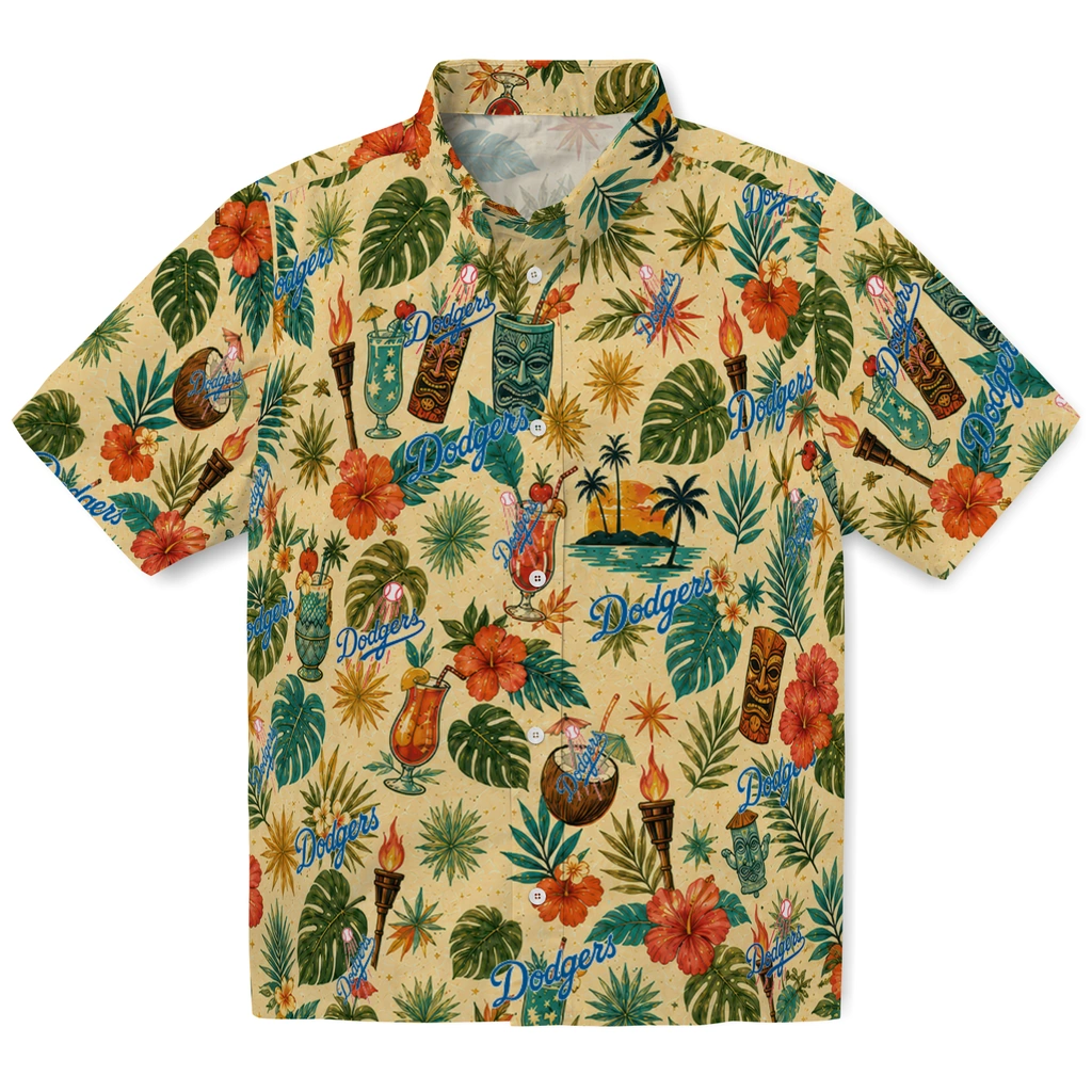 Los Angeles Dodgers Hawaiian Shirt - Custom Cream