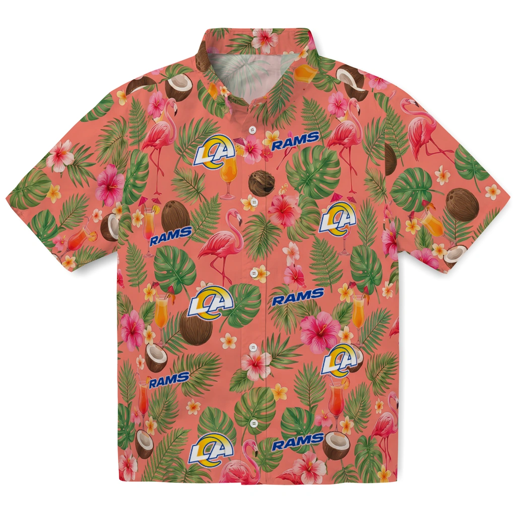 Los Angeles Rams Hawaiian Shirt - Personalized Coral Pink