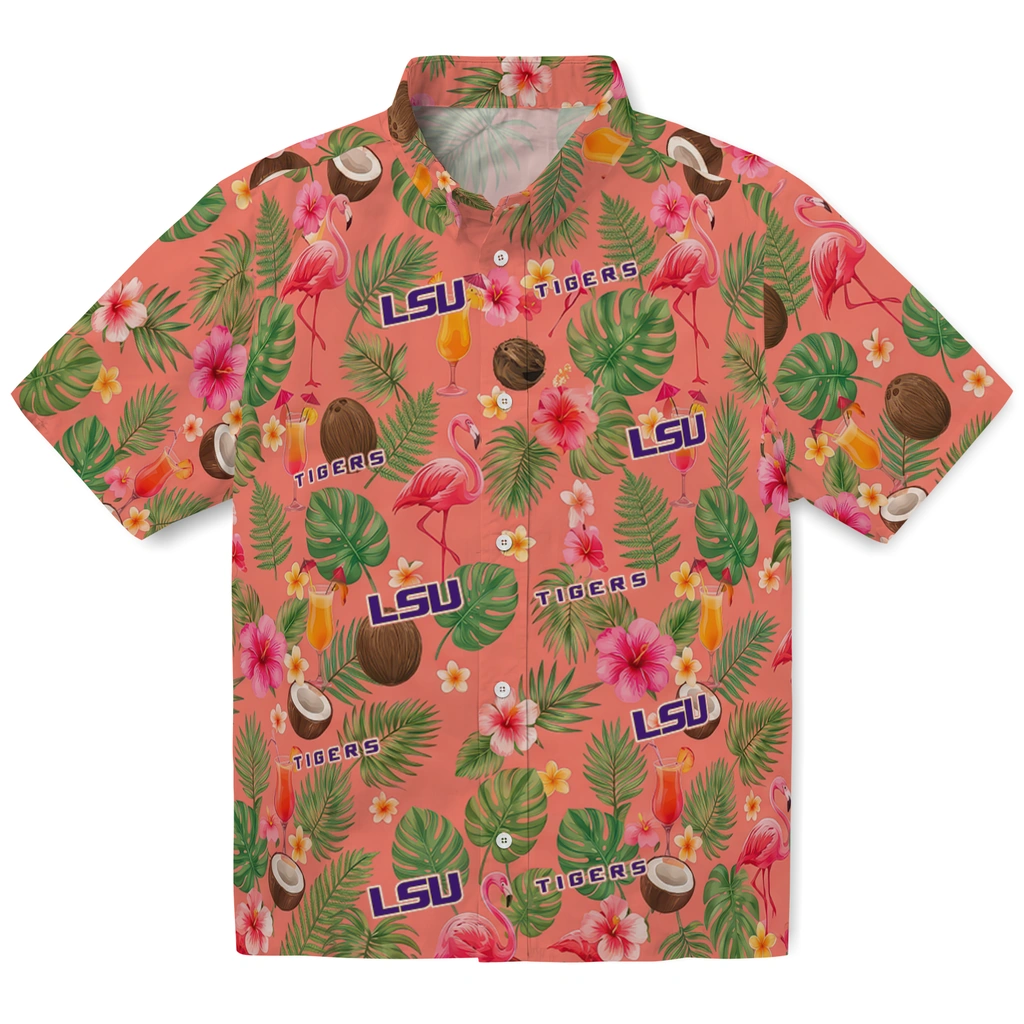 LSU Tigers Hawaiian Shirt - Customized Coral Pink