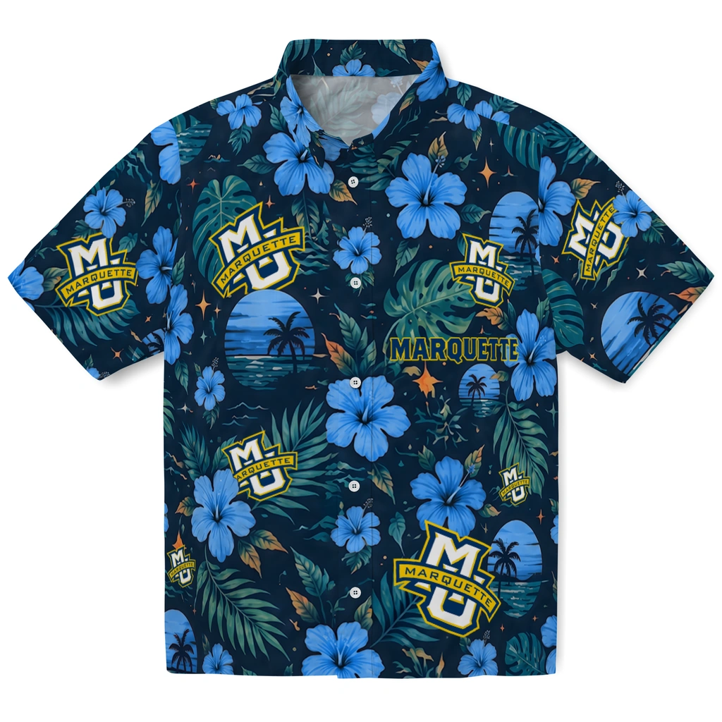 Marquette Golden Eagles Hawaiian Shirt - Custom Blue