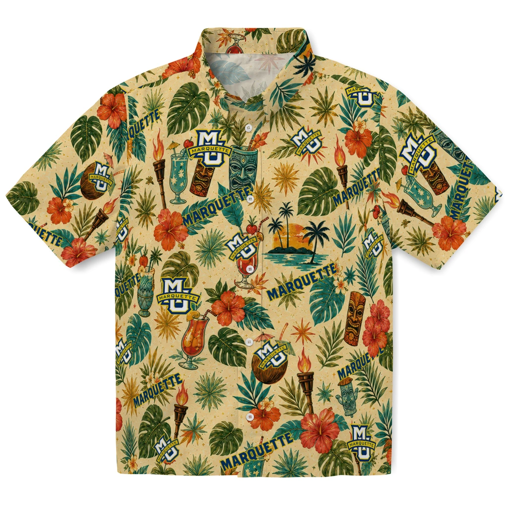 Marquette Golden Eagles Hawaiian Shirt - Customized Cream