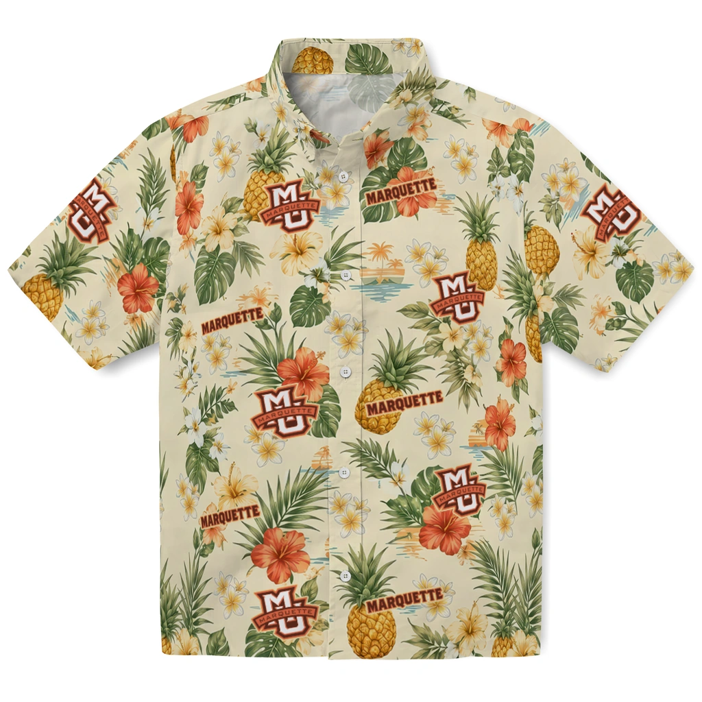 Marquette Golden Eagles Hawaiian Shirt - Personalized Cream