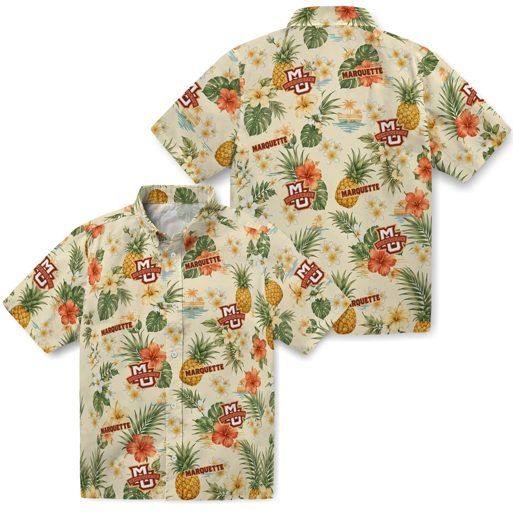 Marquette Golden Eagles Hawaiian Shirt - Personalized Cream Marquette Golden Eagles Hawaiian Shirt - Personalized Cream