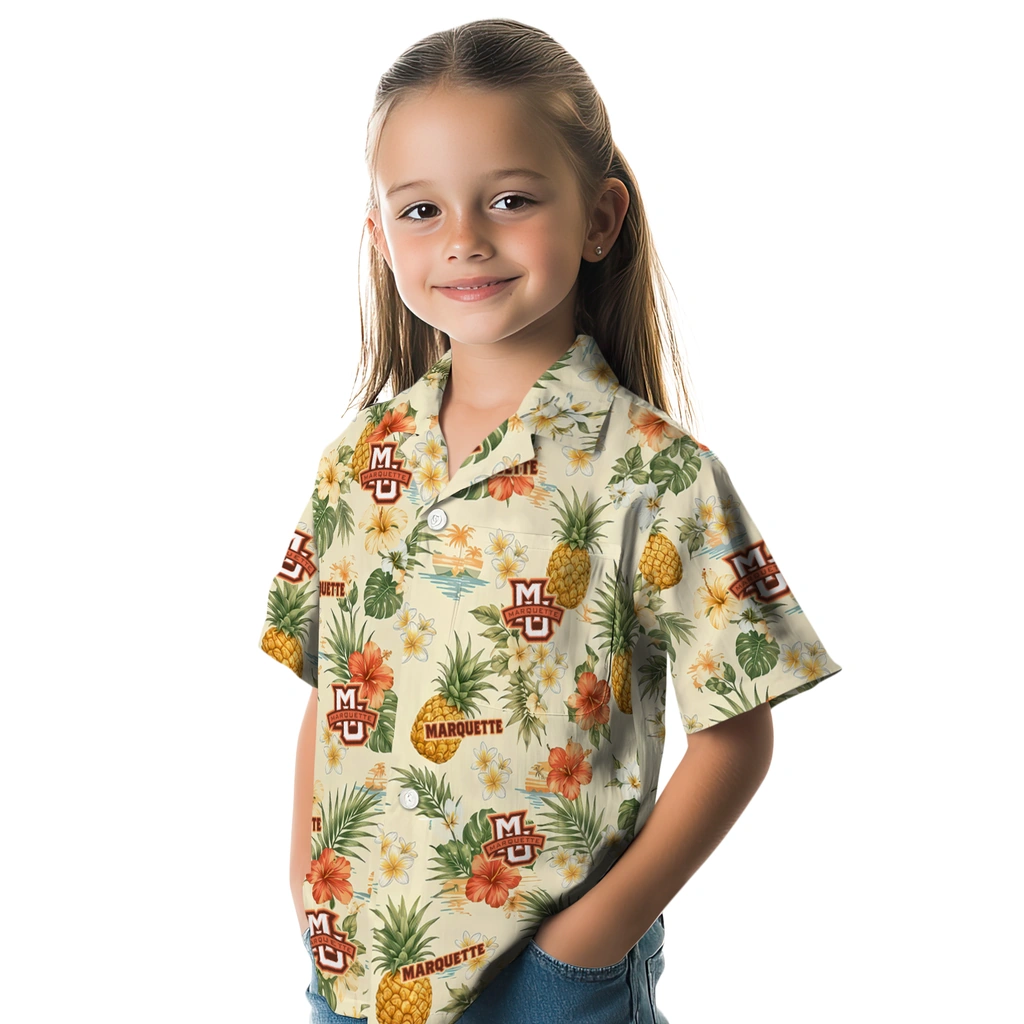 Marquette Golden Eagles Hawaiian Shirt - Personalized Cream Marquette Golden Eagles Hawaiian Shirt - Personalized Cream