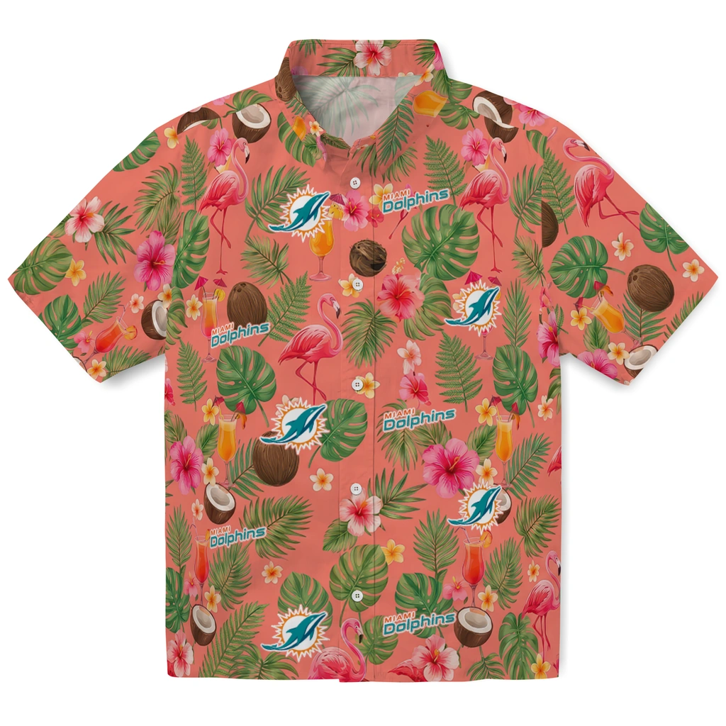 Miami Dolphins Hawaiian Shirt - Custom Coral Pink