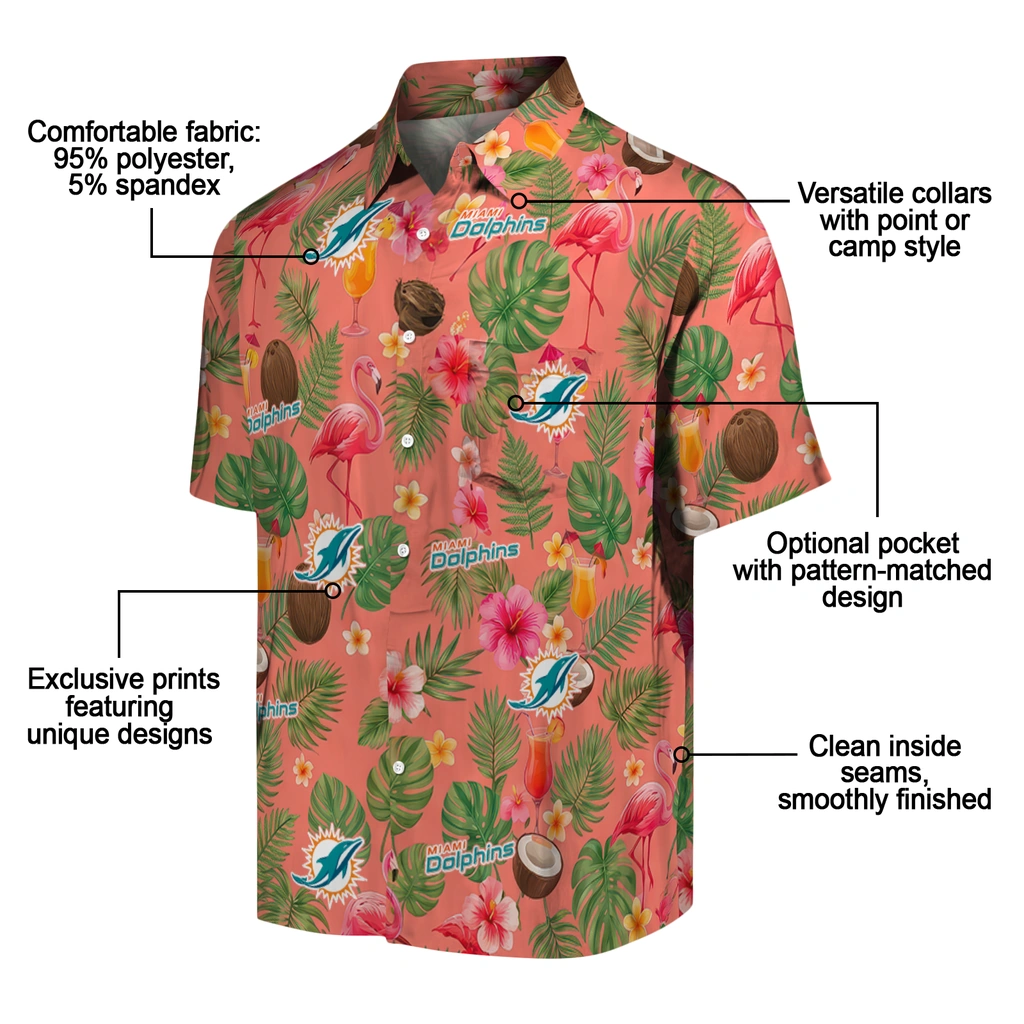 Miami Dolphins Hawaiian Shirt - Custom Coral Pink Miami Dolphins Hawaiian Shirt - Custom Coral Pink