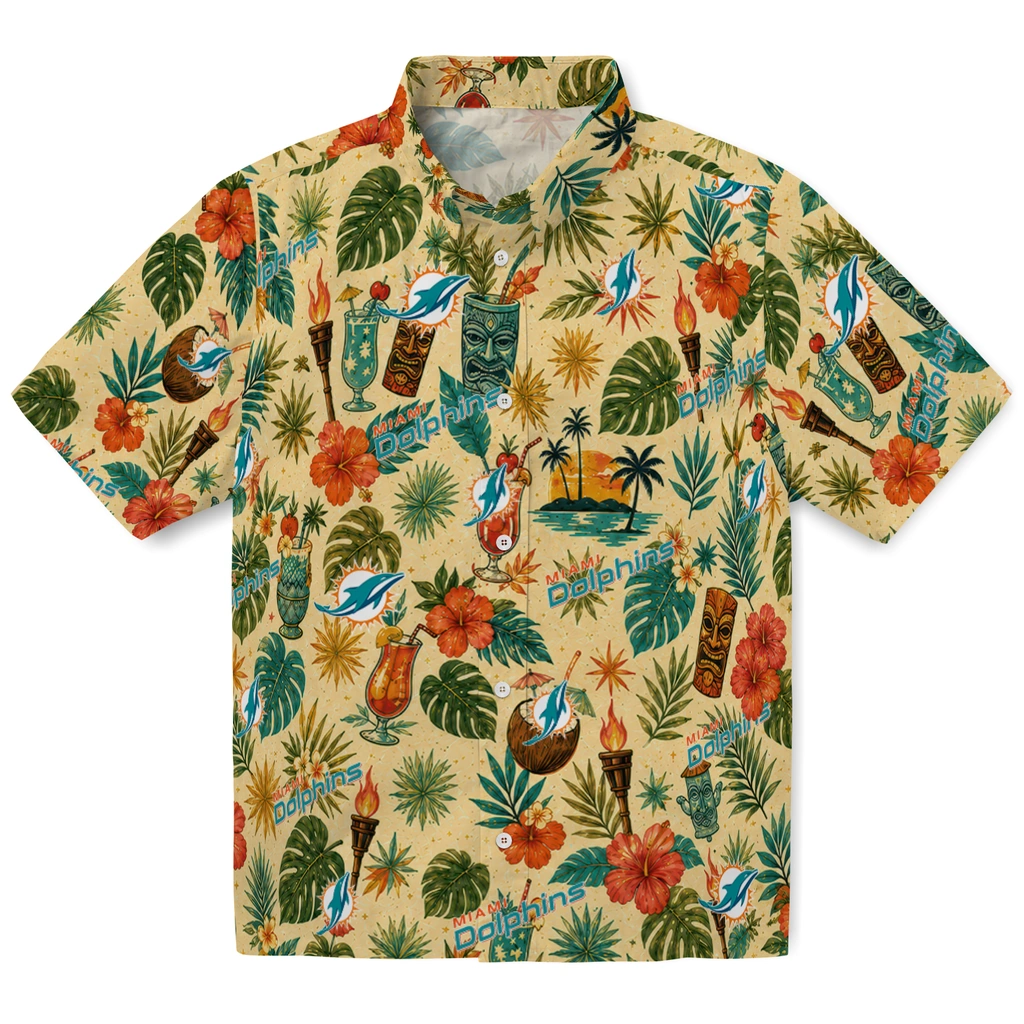 Miami Dolphins Hawaiian Shirt - Custom Cream