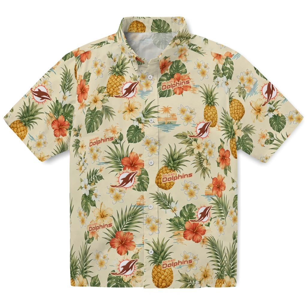 Miami Dolphins Hawaiian Shirt - Customized Cream