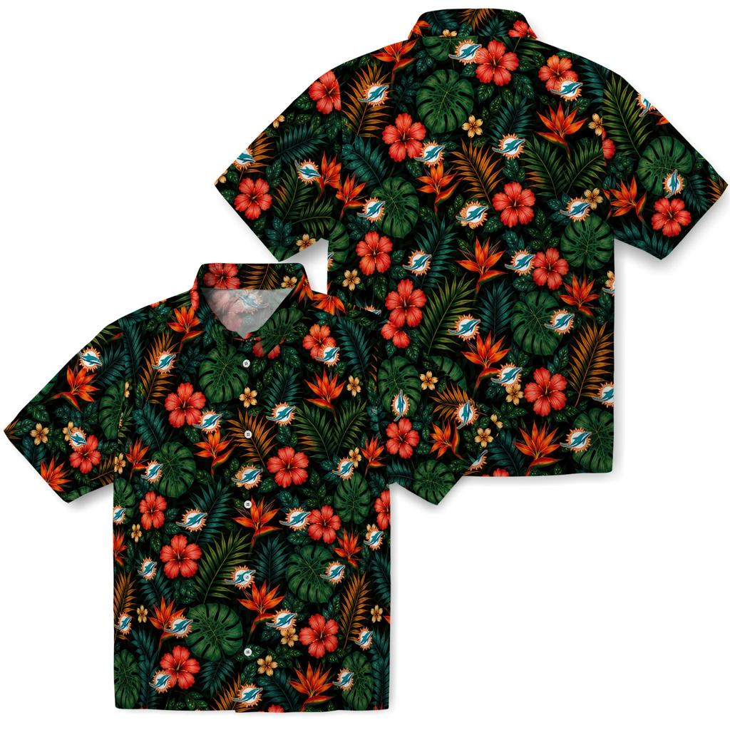 Miami Dolphins Hawaiian Shirt - Personalized Dark Green Miami Dolphins Hawaiian Shirt - Personalized Dark Green