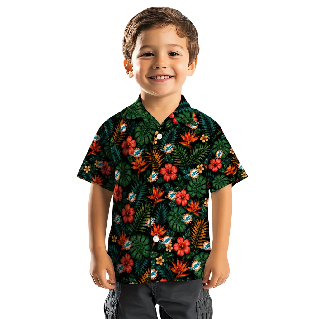 Miami Dolphins Hawaiian Shirt - Personalized Dark Green Miami Dolphins Hawaiian Shirt - Personalized Dark Green