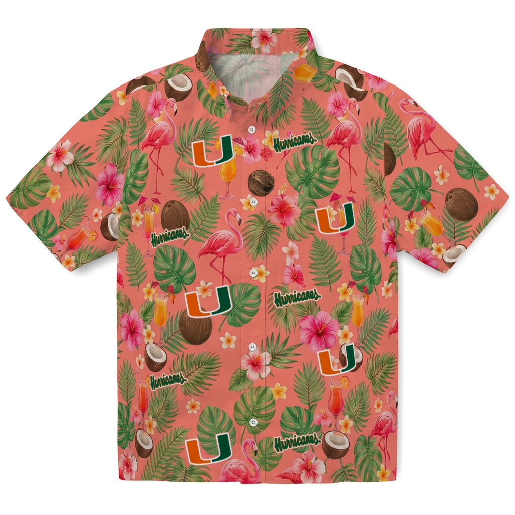 Miami Hurricanes Hawaiian Shirt - Custom Coral Pink