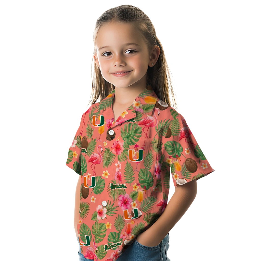 Miami Hurricanes Hawaiian Shirt - Custom Coral Pink Miami Hurricanes Hawaiian Shirt - Custom Coral Pink