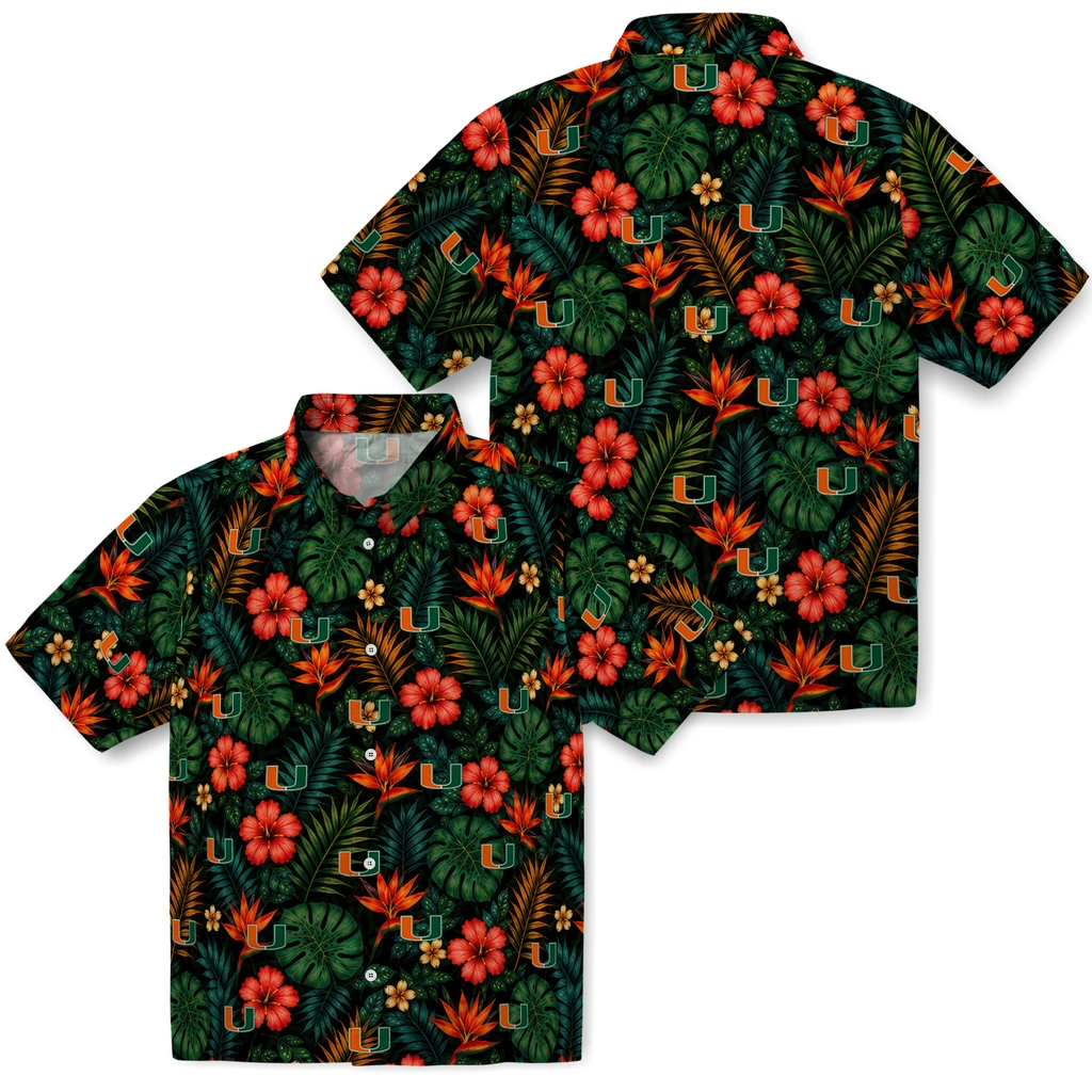 Miami Hurricanes Hawaiian Shirt - Personalized Dark Green Miami Hurricanes Hawaiian Shirt - Personalized Dark Green