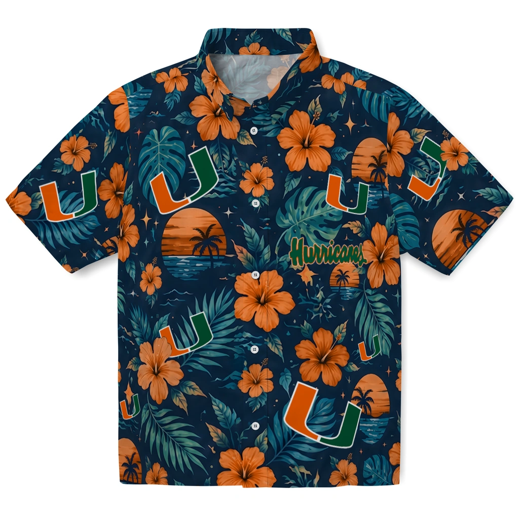 Miami Hurricanes Hawaiian Shirt - Personalized Orange Blue