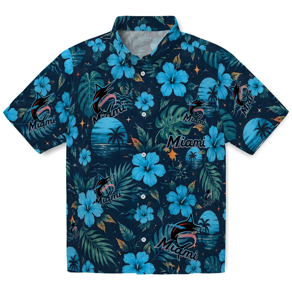 Miami Marlins Hawaiian Shirt - Custom Blue