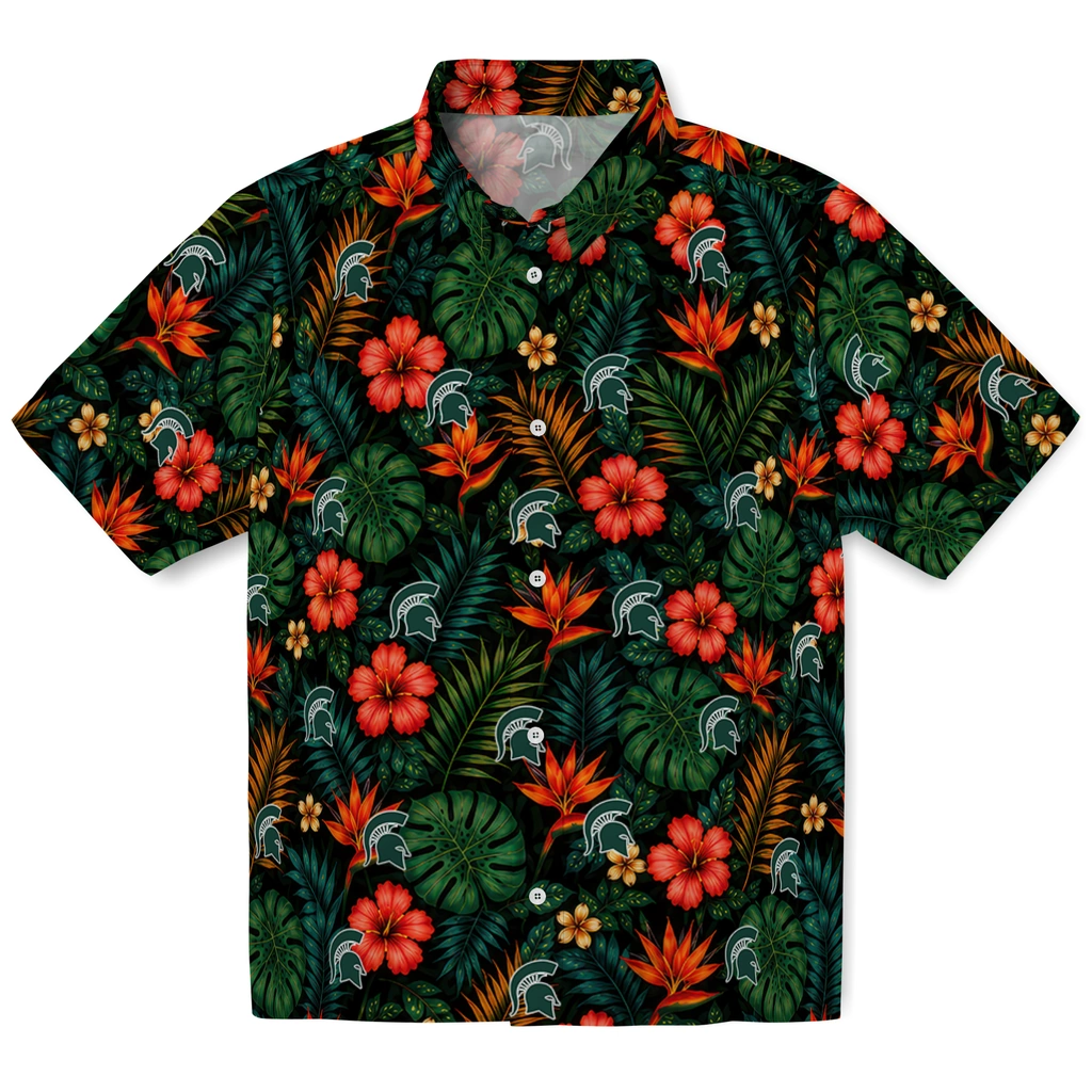 Michigan State Spartans Hawaiian Shirt - Custom Dark Green