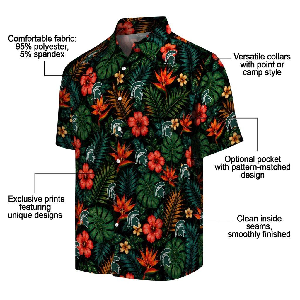 Michigan State Spartans Hawaiian Shirt - Custom Dark Green Michigan State Spartans Hawaiian Shirt - Custom Dark Green
