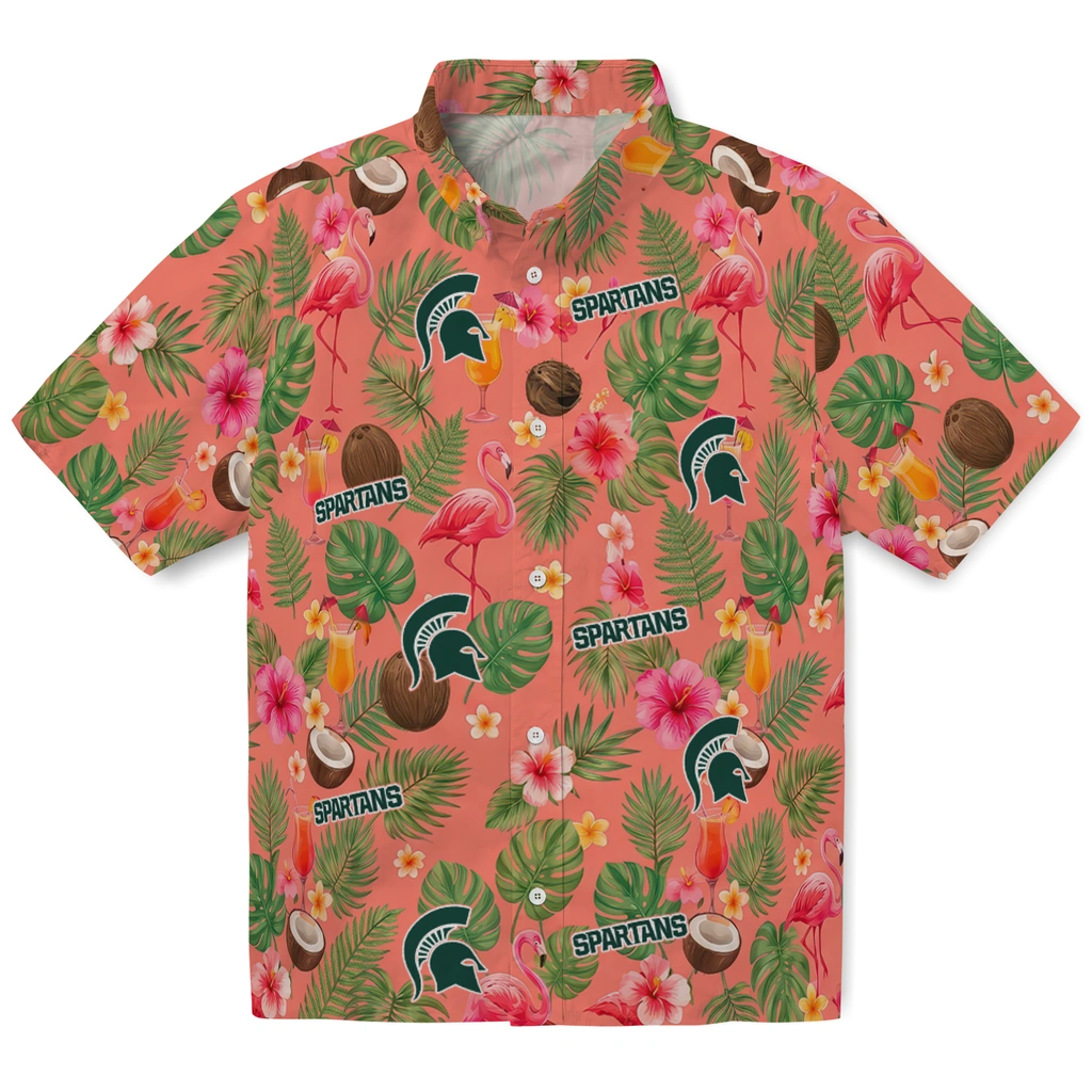 Michigan State Spartans Hawaiian Shirt - Customized Coral Pink