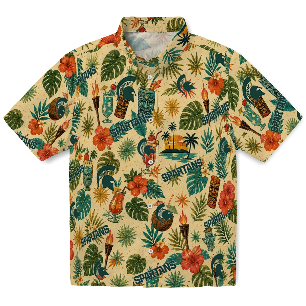 Michigan State Spartans Hawaiian Shirt - Customized Cream