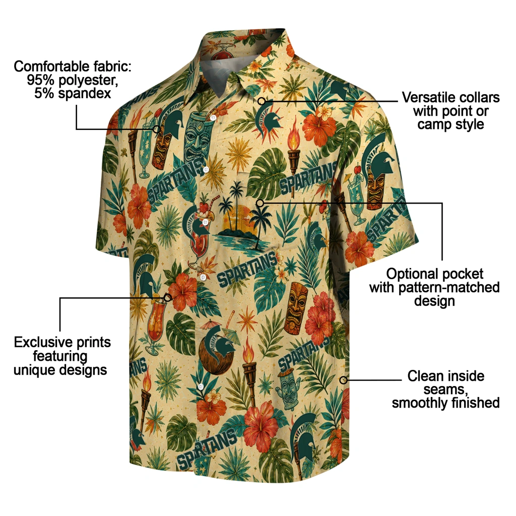 Michigan State Spartans Hawaiian Shirt - Customized Cream Michigan State Spartans Hawaiian Shirt - Customized Cream