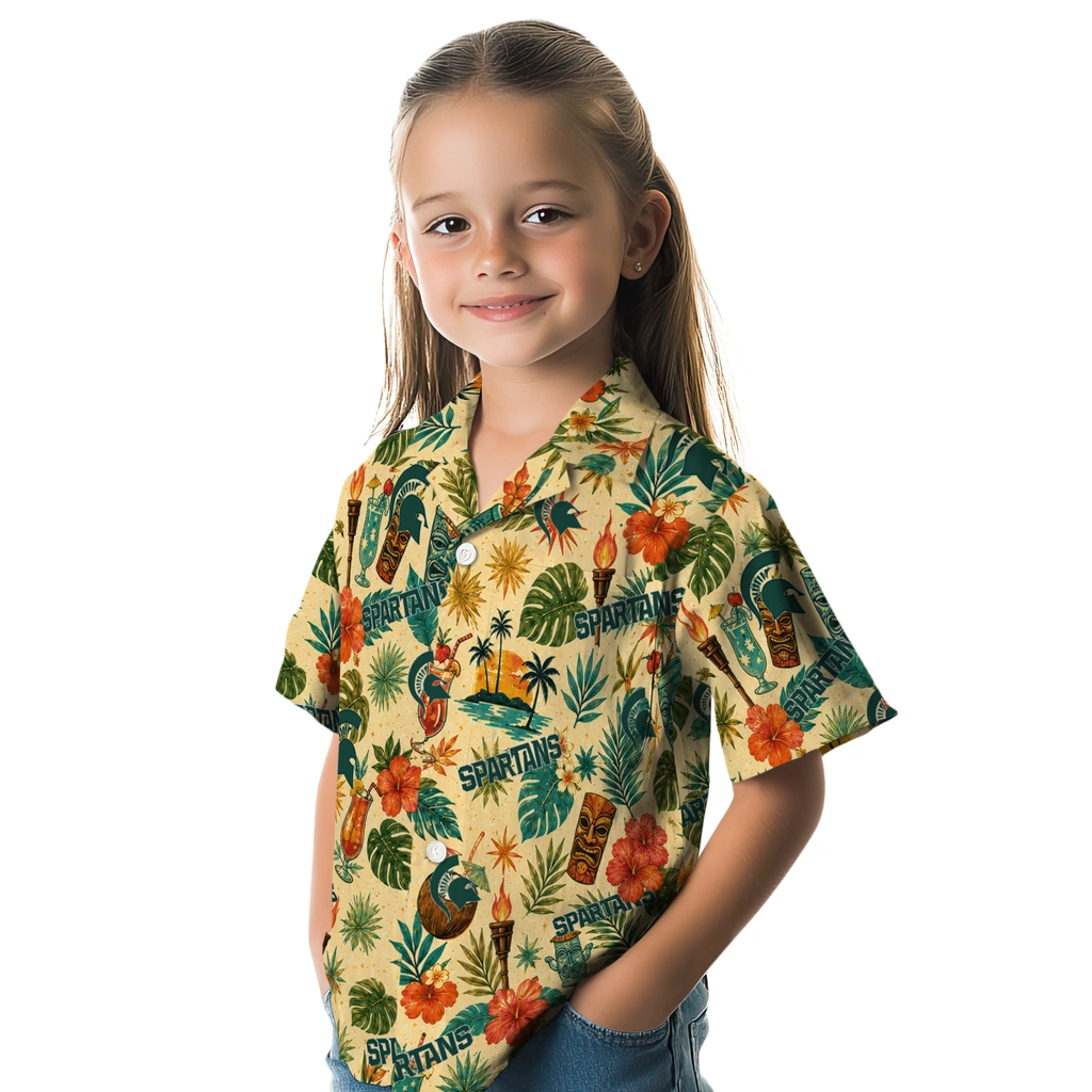 Michigan State Spartans Hawaiian Shirt - Customized Cream Michigan State Spartans Hawaiian Shirt - Customized Cream