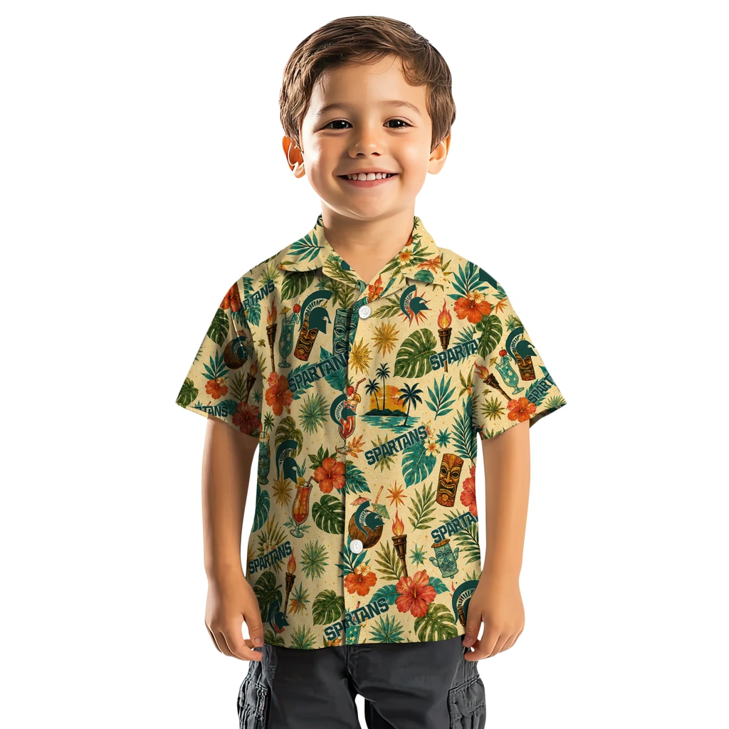 Michigan State Spartans Hawaiian Shirt - Customized Cream Michigan State Spartans Hawaiian Shirt - Customized Cream
